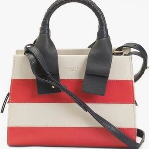RADLEY LONDON Red, Cream & Black Striped Leather Satchel